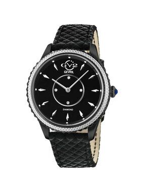NWT Gv2 By Gevril Siena Quartz Diamond Black Dial Ladies Watch